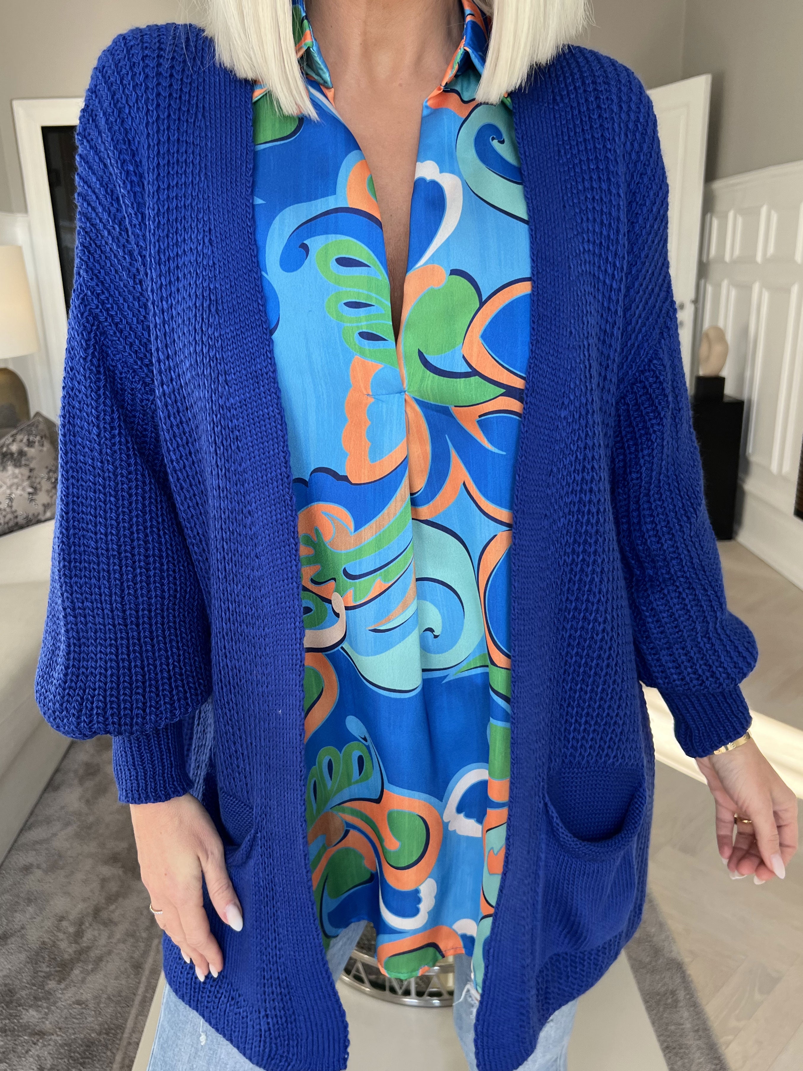 Sally Short - Sød strik cardigan med ballonærmer